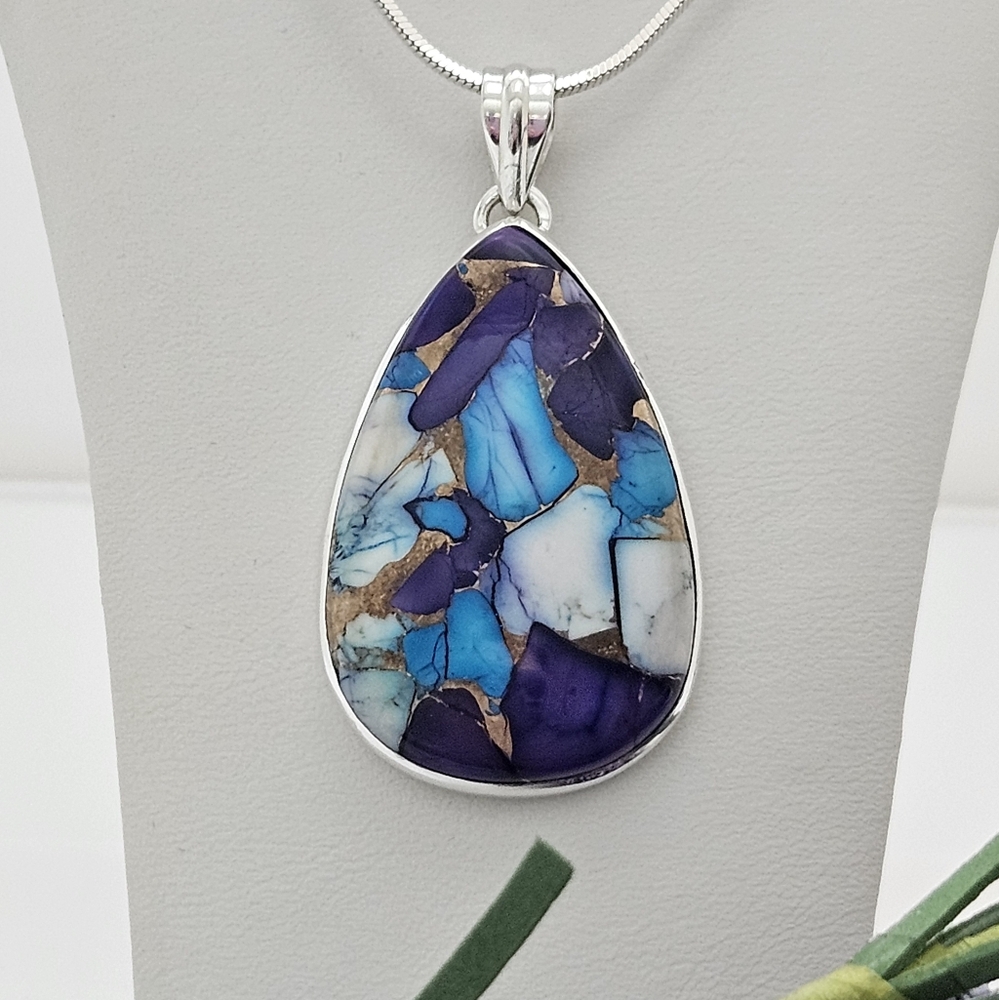 Ice Blue Dahlia Sterling Silver Pendant